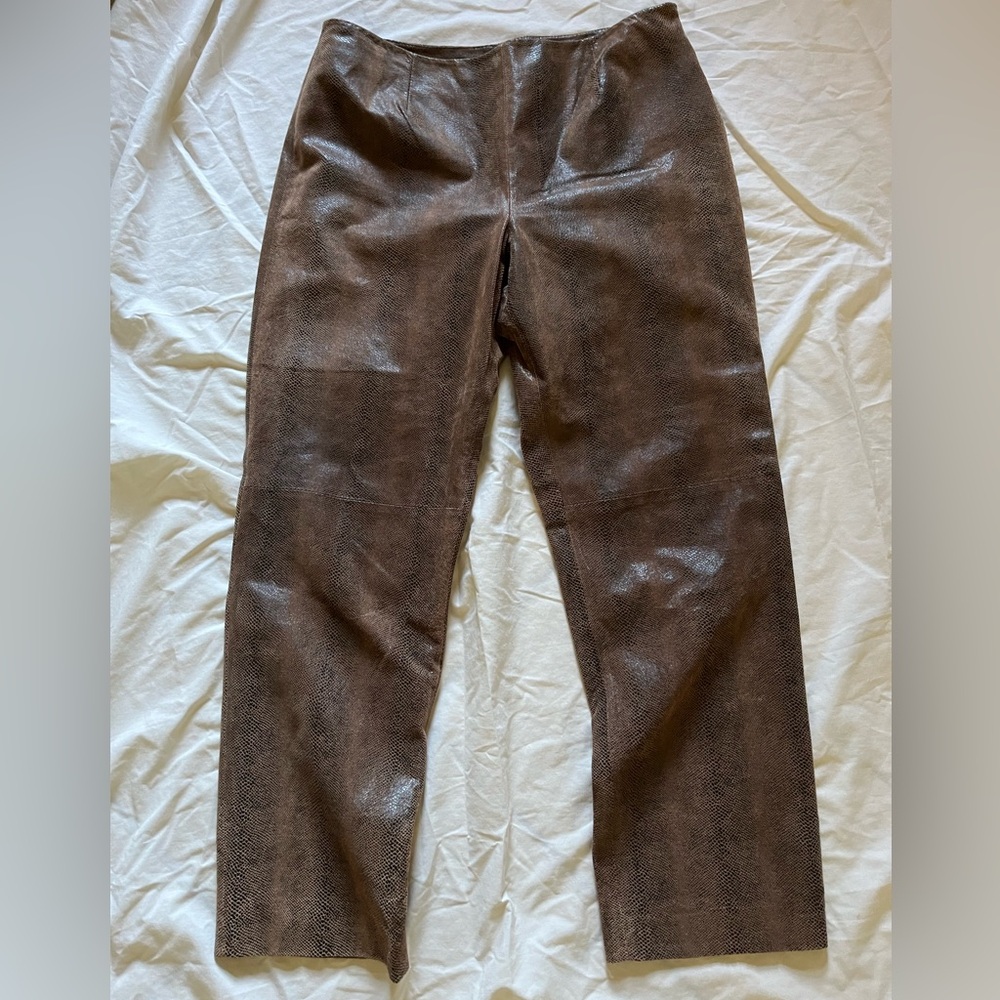 Lord & Taylor 100% Leather Snake Skin Straight Leg Pants SZ 14P